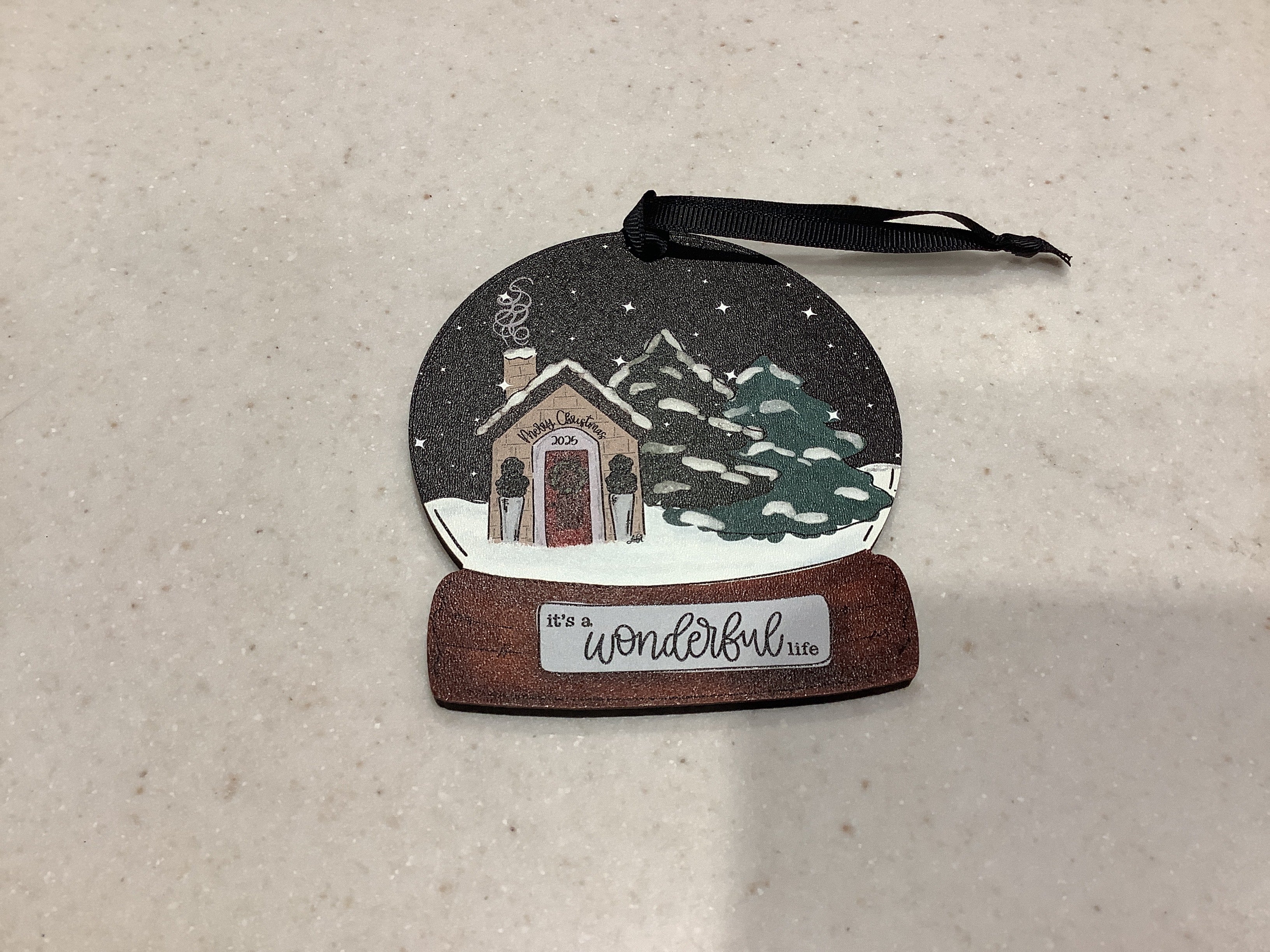 Snow Globe wooden type ornament