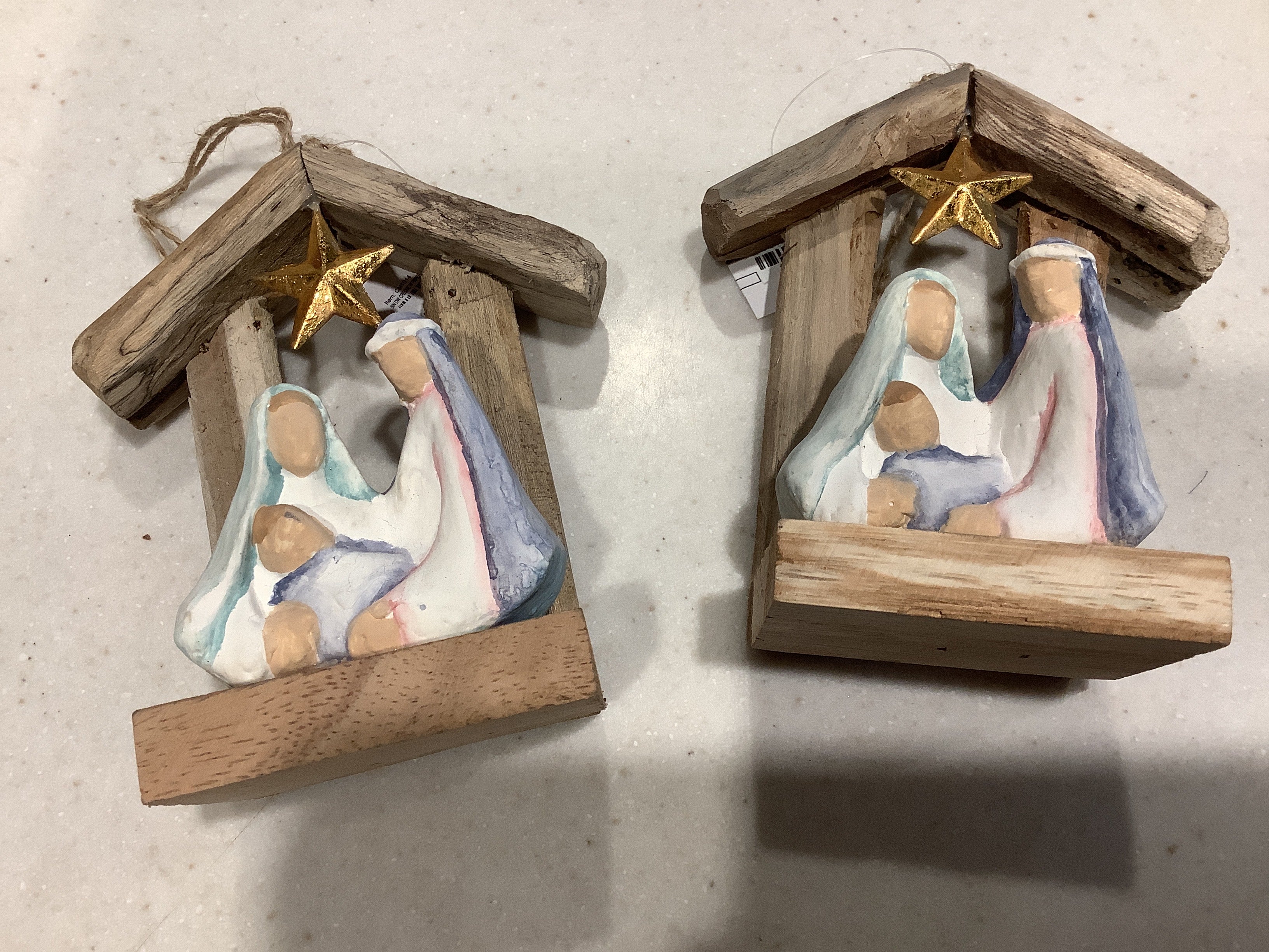 Wood crèche Nativity ornament