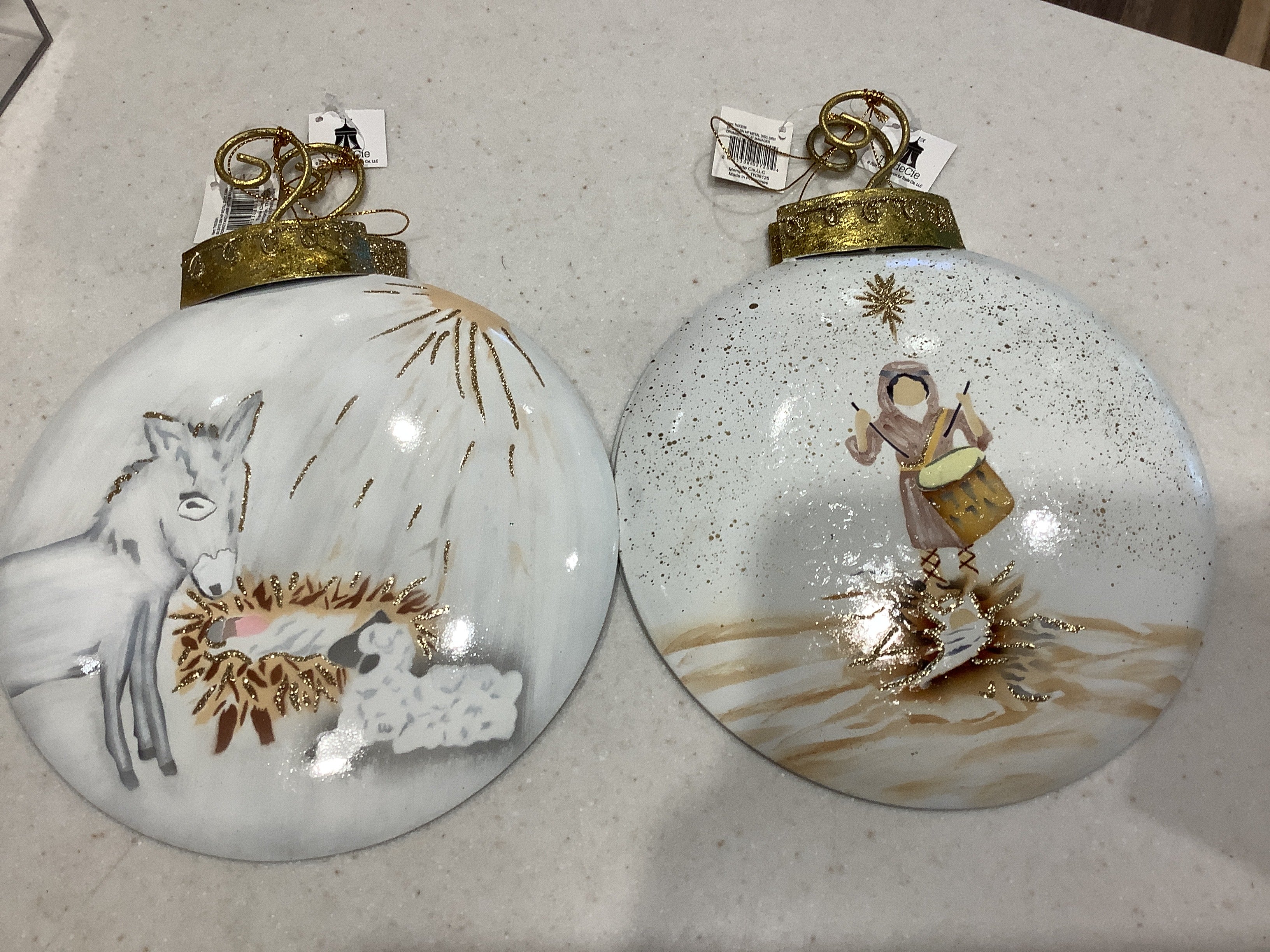 Hand painted metal Christmas ornaments