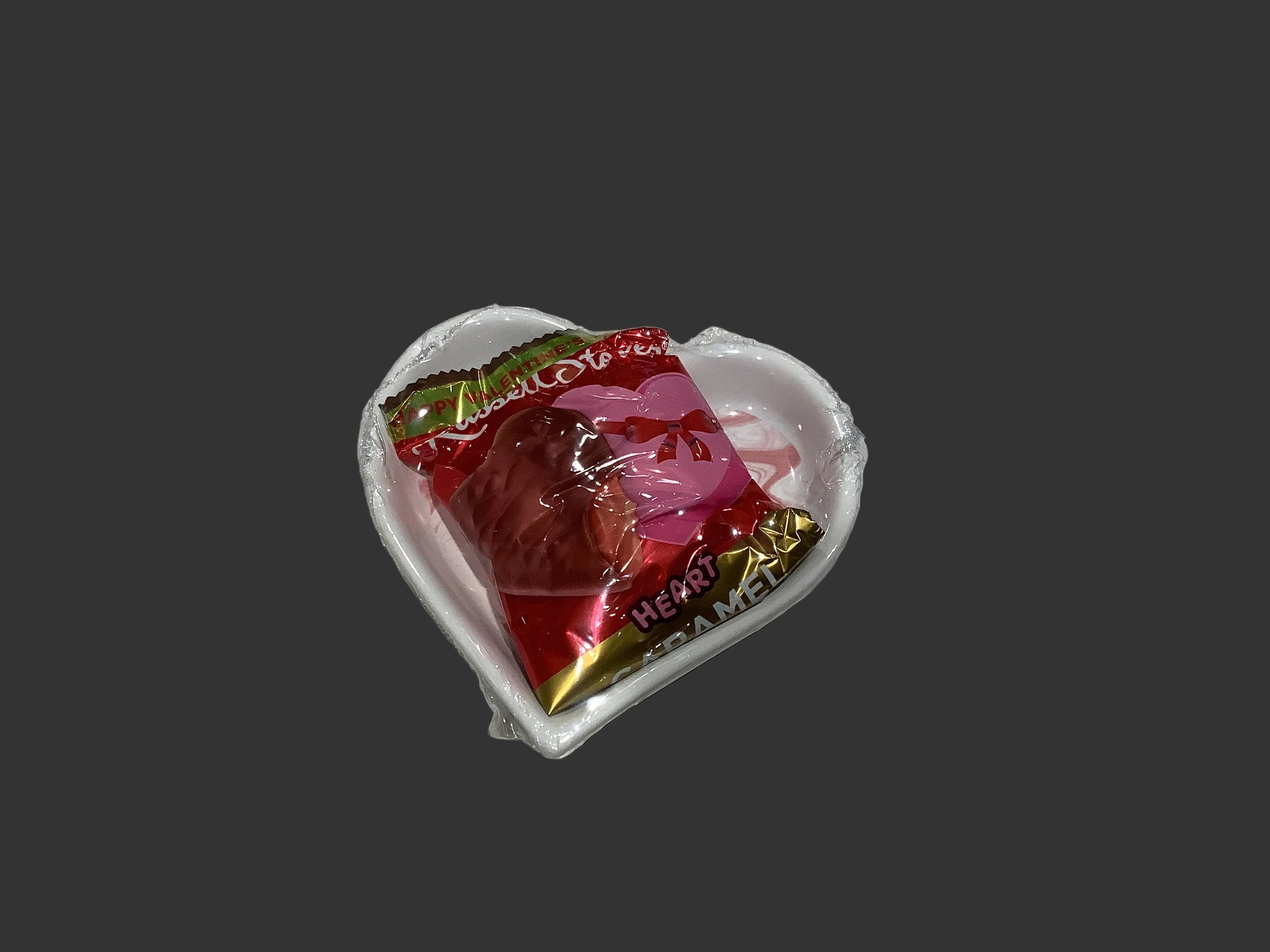 Royal Standard Marbled Heart Trinket Dish w chocolate Heart