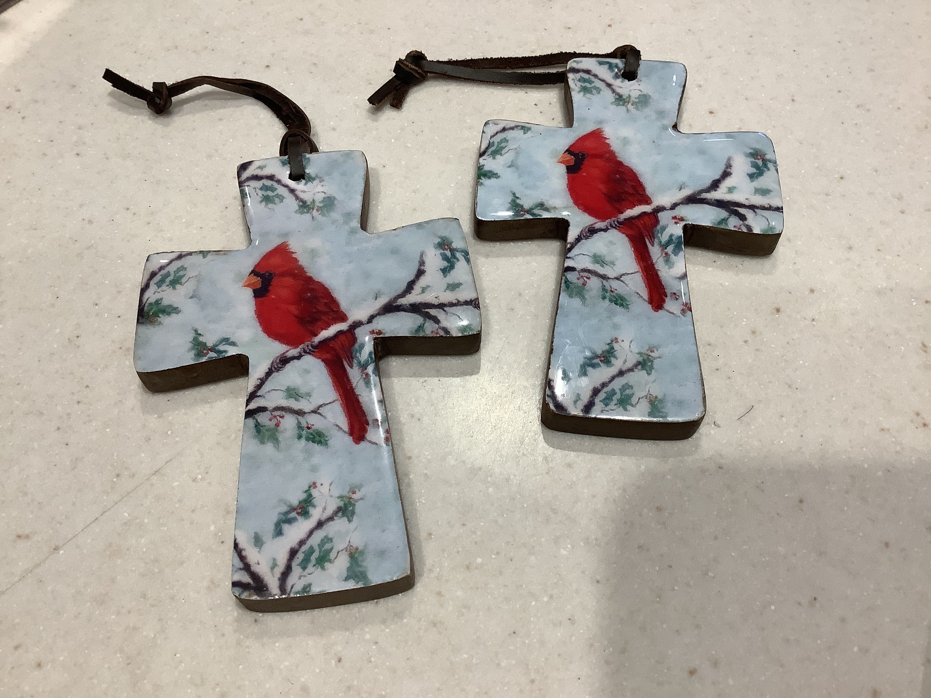 Cardinal Cross ornaments