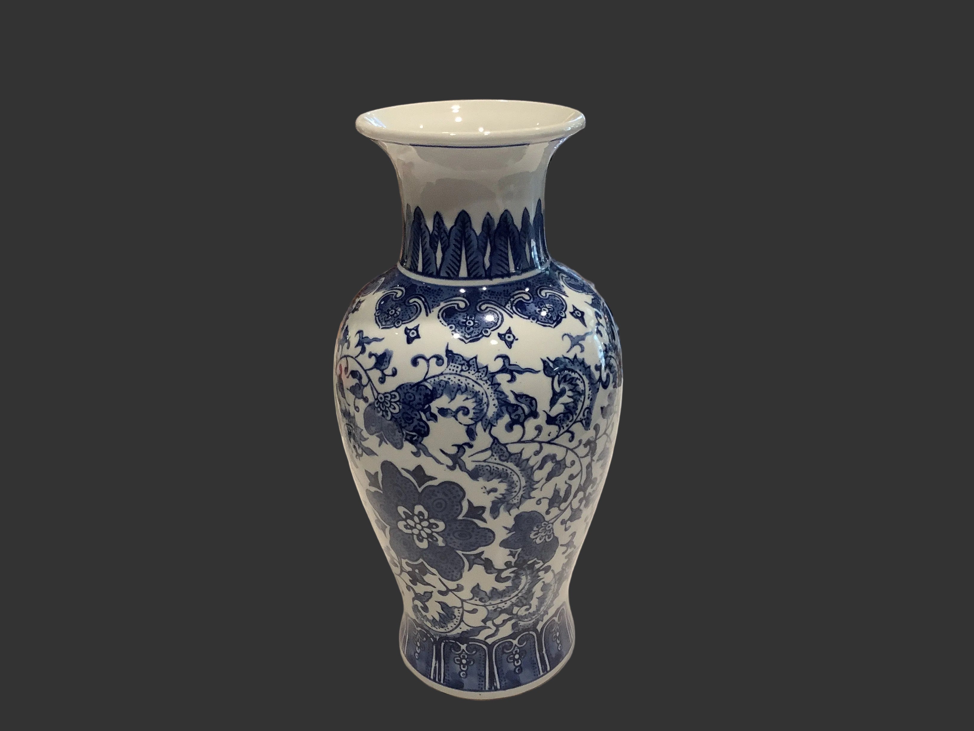 Blue and white tall Vase