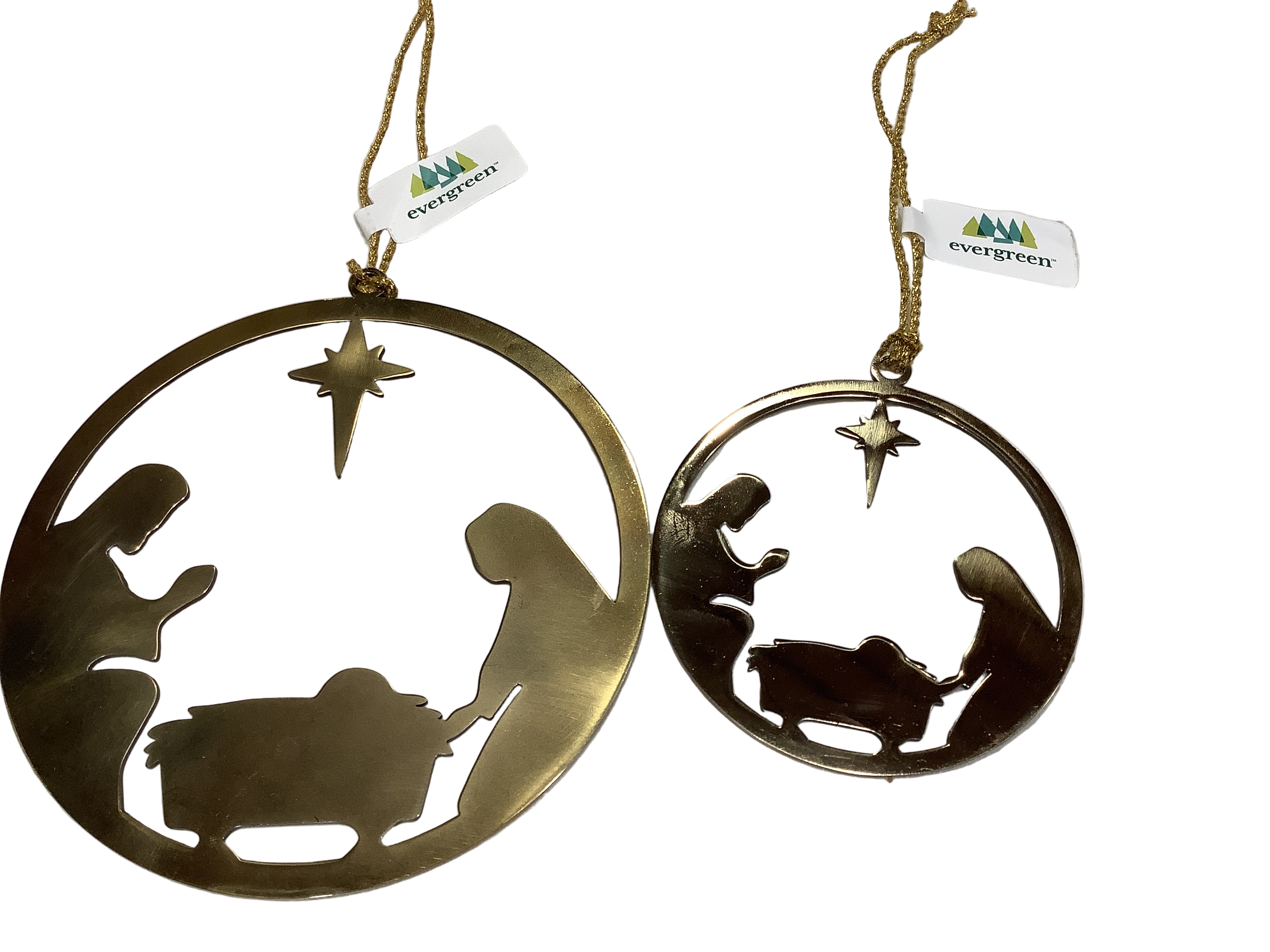Nativity gold metal ornament
