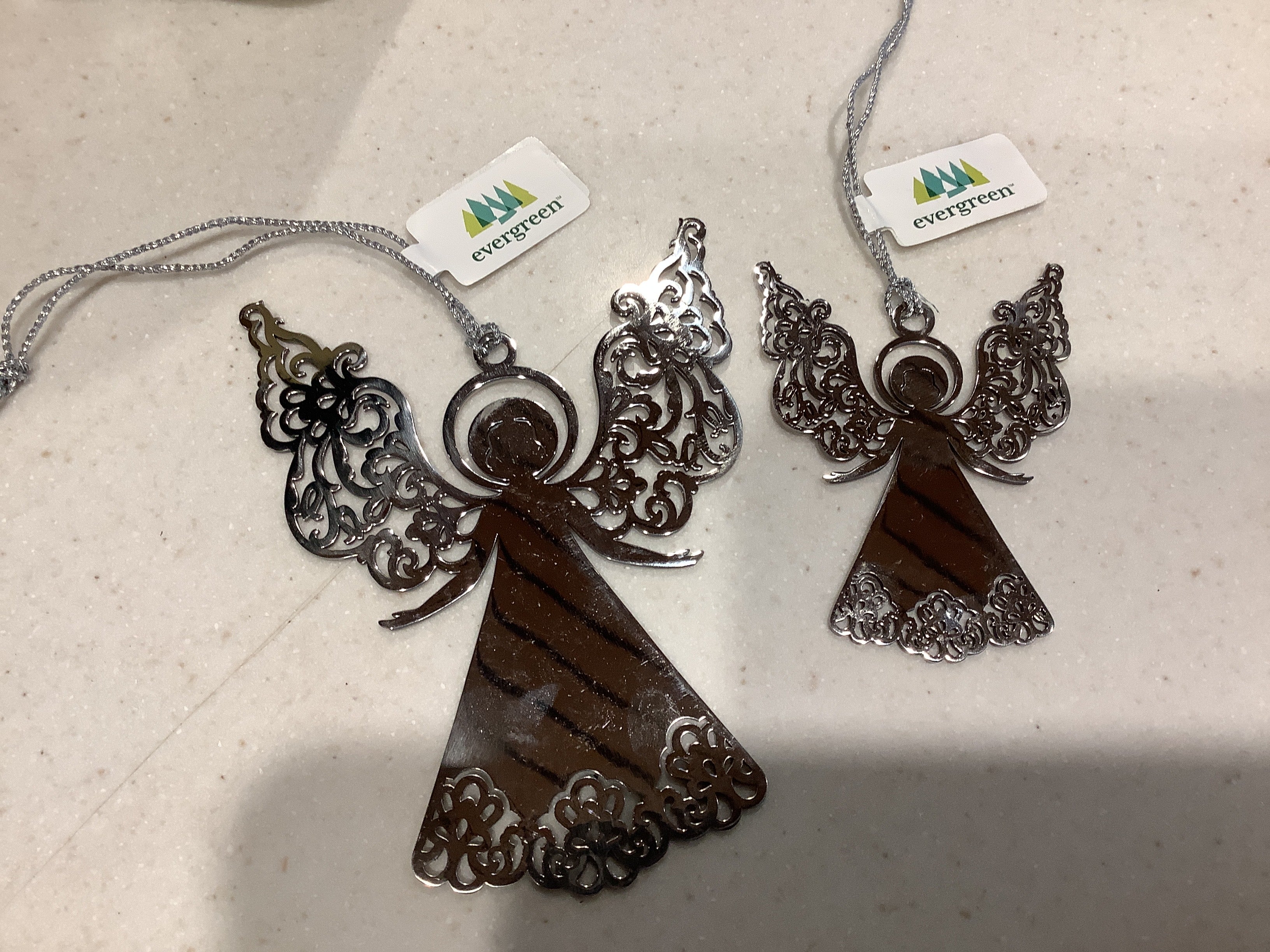 Angel silver metal ornament