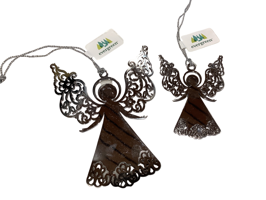 Angel silver metal ornament