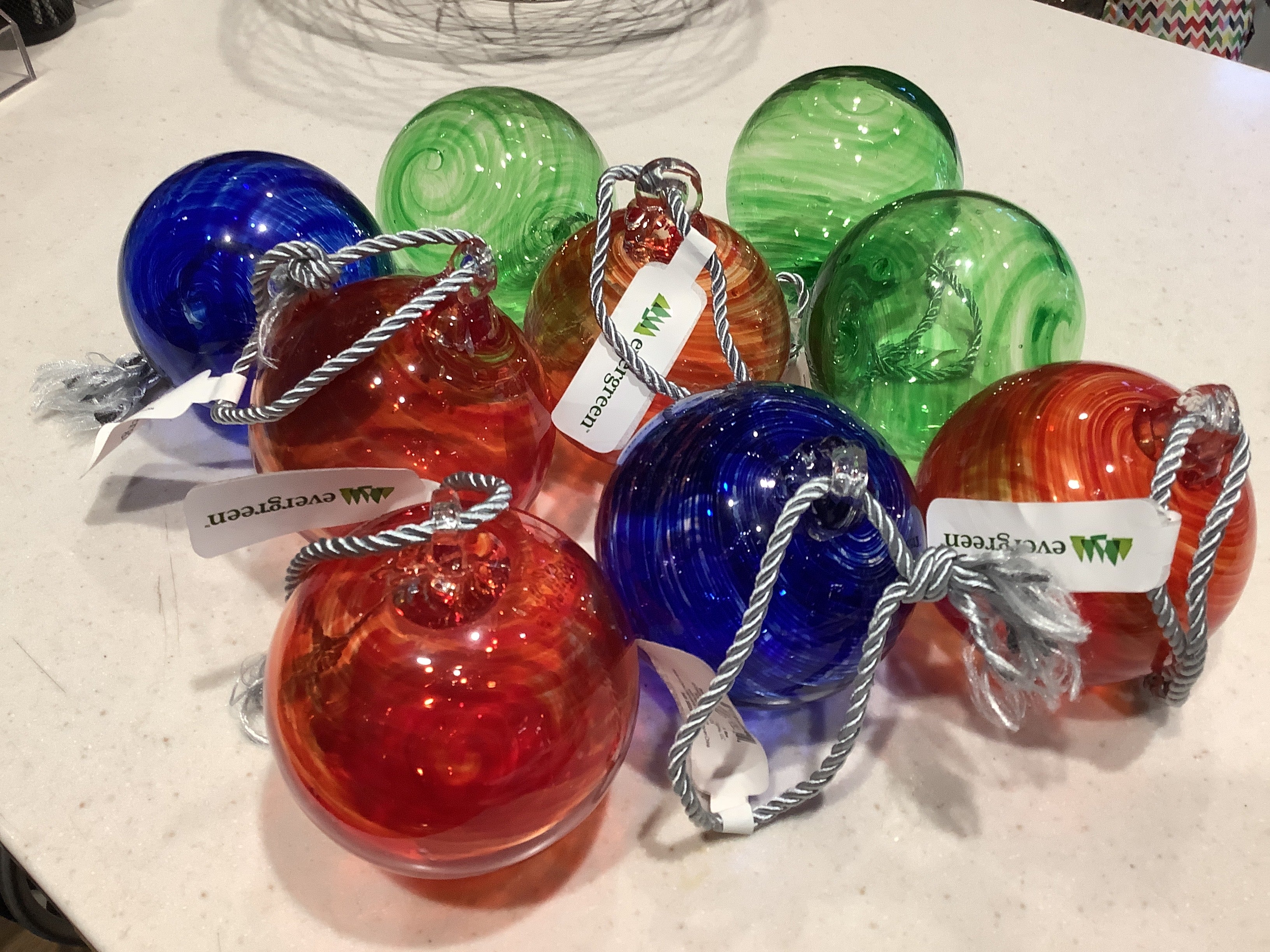 Evergreen Large Glass Ball Ornaments