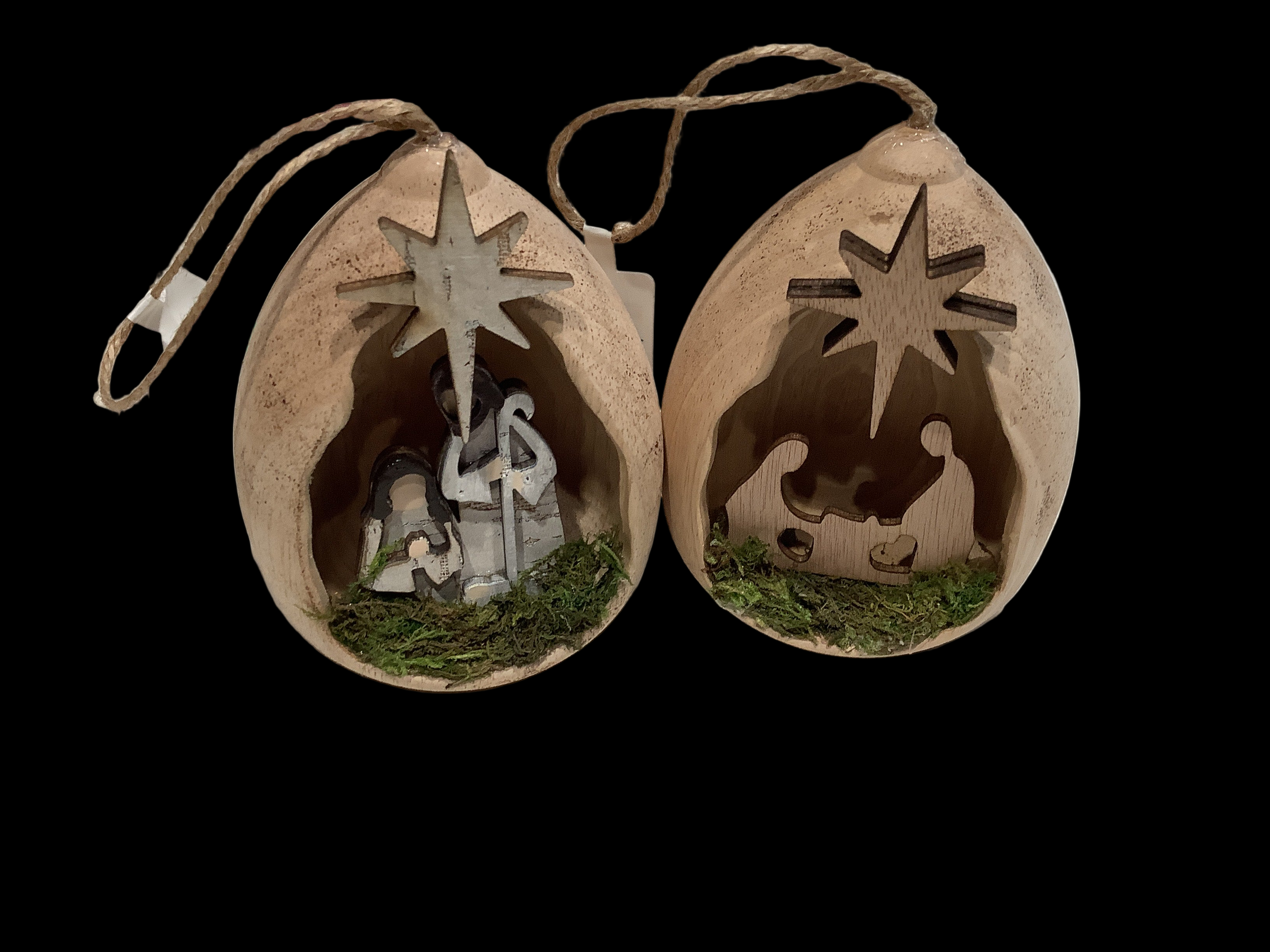Nativity wooden egg shaped ornaments