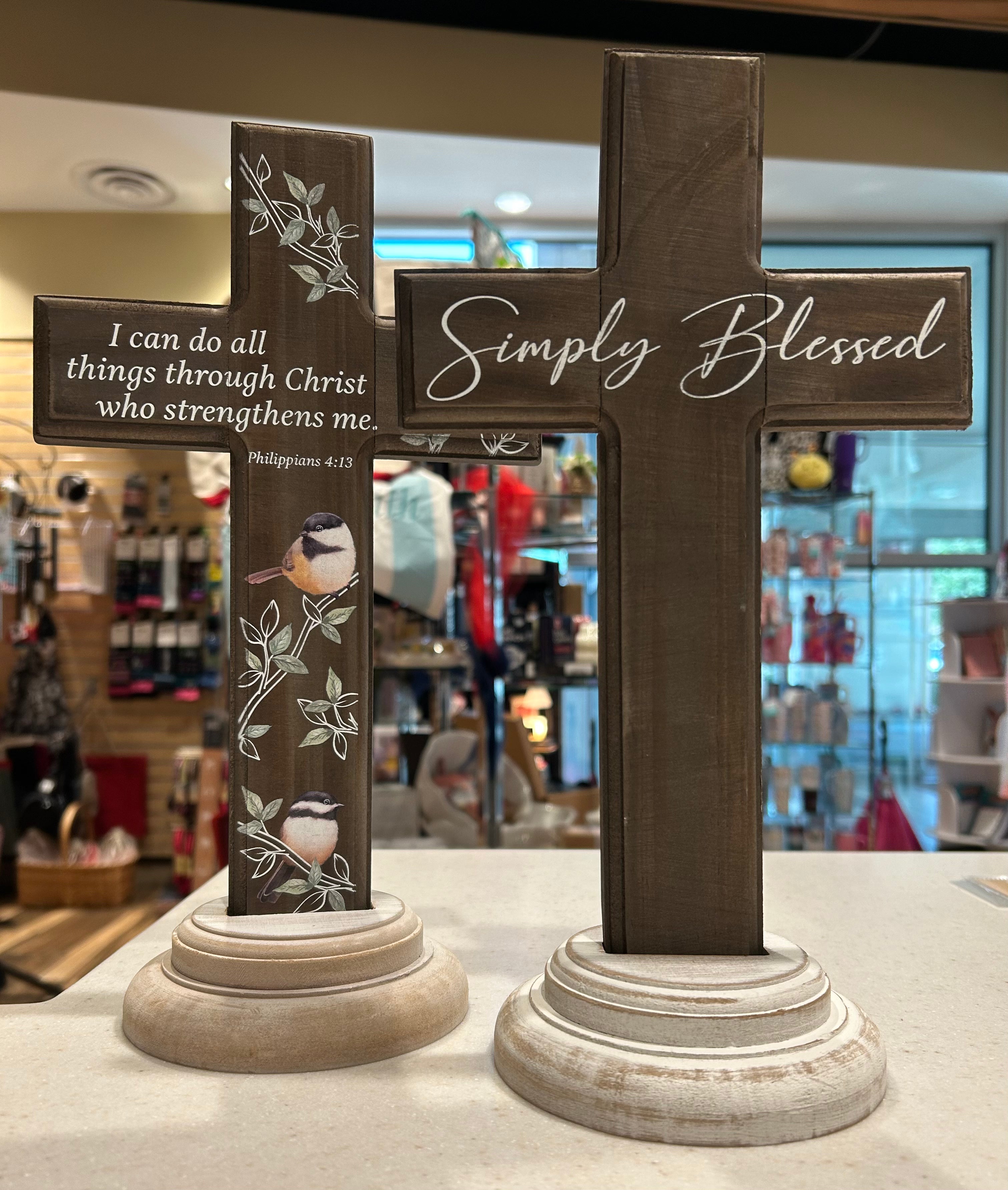 Wooden Decorative Cross w Stand